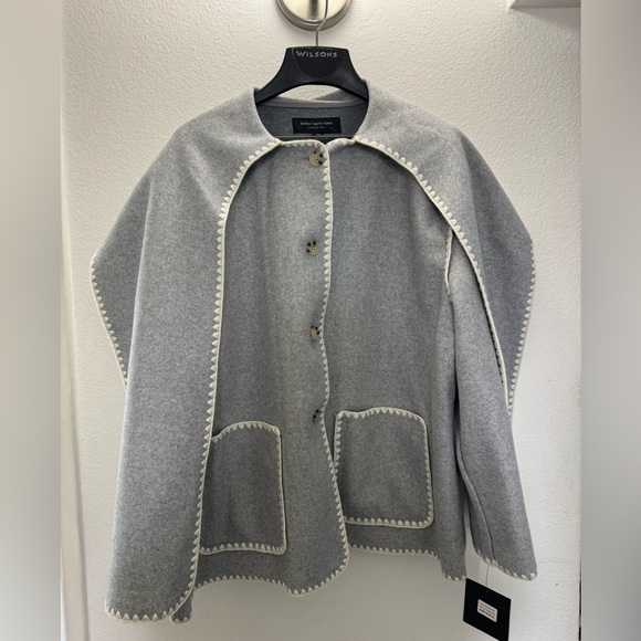 Marc New York Light Gray Women's Cape with Cream Trim - Picture 2 of 6